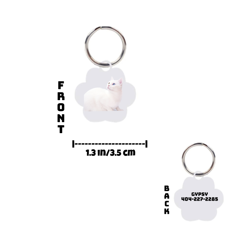 Custom Photo Dog and Cat Tags (Paw Shaped Double Sided)